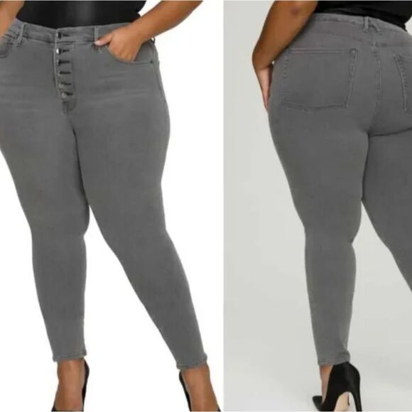 Good American Size 18  Gray Good Curve Skinny Jeans Stretch Denim - Picture 1 of 6